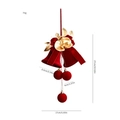 Cloche de Noël rouge floquée avec feuilles dorées et ornement de nœud festif - Double Cloche Floconnée Rouge Vin Avec 3 Boules