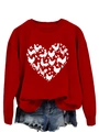 Rotes Sweatshirt mit Rundhalsausschnitt und Herz-Grafikdruck aus Hühnern und Eiern - S / Knallrotes Sweatshirt (Weißes Muster)
