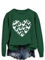 Detail of chicken heart print on dark green sweatshirt with vintage denim shorts - Dark Green Sweatshirt (White Text Pattern)