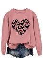 Detail of pink sweatshirt featuring a heart-shaped pattern composed of chicken silhouettes - Rose Gold Sweatshirt (Black Text Pattern)