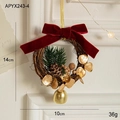 Christmas wreath with red velvet bow, pine cones, and gold bells for festive tree decor - Style C