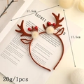 Serre-tête bois de renne de Noël marron avec pompons blancs et baies rouges - Bois de Cerf Marron et Baies Rouges (Modèle N)
