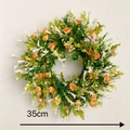 Ghirlanda artificiale 35cm con rose arancioni e foglie verdi per decorazione porta - Ghirlanda di Fiori Selvatici (Piccoli Fiori Arancioni)