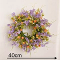Artificial floral wreath with purple petals and orange roses for home decor, 40cm diameter - 40CM / Lavender