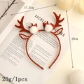 Serre-tête bois de renne marron mignon avec boules en peluche pour fête de Noël - Bois de Cerf en Suédine Marron avec Boules Rouges et Blanches (Style O)