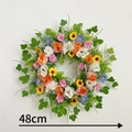 Bunter 48cm Kunstblumenkranz mit Rosen und Sonnenblumen für die Türdekoration zu Hause - Bunter Künstlicher Kranz-Stil