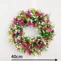 Ghirlanda di fiori artificiali magenta con foglie verdi per decorazione porta primaverile 40cm - Ghirlanda Multicolore