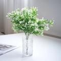 Artificial white jasmine flowers in a textured hammer glass vase for desk decor - Jasmine With Vase Set (Style A)