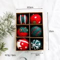 6er-Set Weihnachtsanhänger aus Wollfilz in Rot und Grün in einer Kraftpapierbox - Rot-grüne Serie Streifen und Schneeflocken (2)