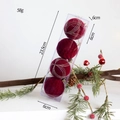Set of 4 red Christmas balls in clear box with grid and silver patterns, 58g weight - Flocked Painted Style