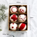 Set of 6 red and white handmade wool felt Christmas ornaments in a kraft paper box - Red and White Star and Snowflake Combination (5)