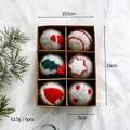 6-pack of grey felt Christmas tree balls with festive patterns in a kraft paper box - Gray Tones Berry and Christmas Hat Style (8)