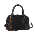 Bolso bowling negro clásico con panel de cuero texturizado y colgante de llave - Estilo Con Colgante / Negro Con Colgante