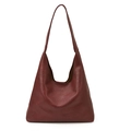 Retro burgundy leather tote bag with large capacity and matching inner pouch for women - Red