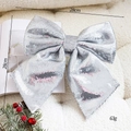 Weihnachtsschleife mit silbernen Pailletten und Augendesign, Größe 28cm x 28cm - Silber