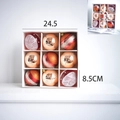 9-piece set of festive Christmas ornaments in a white box with detailed size dimensions - Large Style
