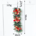 58cm Christmas hanging pine swag with red glitter poinsettias and greenery decoration - Red