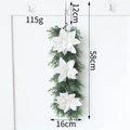 58cm Artificial Christmas garland with white poinsettias and green pine leaves, 115g weight - White