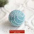8cm Tiffany blue Christmas ball with white spiral texture and silver sequins - Sky Blue Sequin Glitter Ball