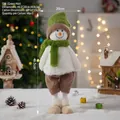 Gnome bonhomme de neige de Noël en peluche avec bonnet vert, hauteur 46,5 cm - Poupée de Noël-Bonhomme de Neige (Vert)