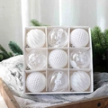 Set de 9 bolas de Navidad de 8cm blancas y transparentes con copos en caja de regalo - Blanco