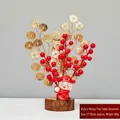 Árbol de la fortuna de Año Nuevo Chino con bayas rojas y figura del Dios de la Fortuna - Estilo E Árbol Fortuna