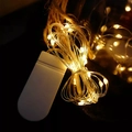 Detail of warm white LED copper wire fairy lights with compact battery box and jute rope - LED Warm Yellow Light / Copper Wire Light