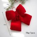 Dettaglio del fiocco di Natale rosso floccato da 20cm con cordino e altezza di 22cm - Medio / Rosso