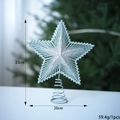 Sparkling silver glitter Christmas tree topper star with spiral base 20cm x 23cm - Silver
