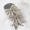 Nœud décoratif de Noël pailleté champagne doré 17x13cm pour ornement de sapin de fête - Nœud Pailleté Or Champagne