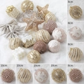 Set de boules de Noël rose et champagne doré avec paillettes, tailles 8cm et 10cm - Mix d'Ornements Mixtes Or Champagne