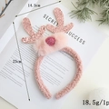 Pink sequin reindeer antlers Christmas headband with faux fur trim and cozy fleece wrap - Christmas Headband - Pink