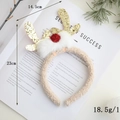 Christmas reindeer antler headband with gold sequins and white faux fur ornaments - Christmas Headband - Gold