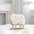 Minimalist white wool felt reindeer figurine with natural wood base for Christmas decor - Wooden Sheep Ornament (Style I)