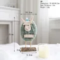 Handmade wool felt reindeer Christmas tabletop decoration with X-MAS tag and wood base - Green Sheep Ornament (Style J)