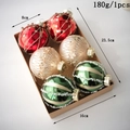 Set di 6 palline di Natale da 8cm in rosso, oro e verde con decorazioni di paillettes - Set da 6 / Stile Dipinto Rosso E Verde (8cm)
