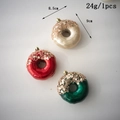 Set decorazioni natalizie a forma di ciambella rosso oro verde con finitura glitter - Set di 3 / Stile Ciambella Rosso E Verde (8.5cm)