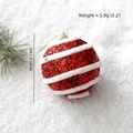 Red 8cm Christmas ball ornament with white glitter swirls and hanging string - White Spiral Stripe Style / 8cm / Red