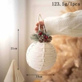 Handmade twine Christmas ball ornament with pine needles and red berries, 21cm size - Large Ball