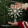 Weiße Schneeflocke Christbaumspitze aus Eisen mit Maßen von 20x26cm für Weihnachten - Sonnenblumenform / Sonnenblume (Weiß)