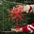 Rote Weihnachtsbaumspitze aus Metall mit Sternen-Design und Spiralbasis, Größe 20x26 cm - Sonnenblumenform / Sunflower (Red)