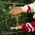 Golden iron star tree topper, 20x30cm size, handcrafted wire design with spring base - Eight-pointed Star Style / Octagram (Gold)