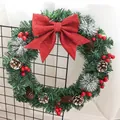 Christmas wreath with a red bow, pine cones and red berries on realistic pine needles - Large Bow (50CM)