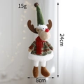 Renna di Natale in peluche con cappello verde e sciarpa rossa, decorazione alta 24 cm - Alce