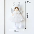 White angel girl plush ornament with silver sequins and wings, 19cm Christmas tree pendant - Angel White