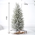 Green 60cm flocked mini Christmas tree with snow effect for tabletop festive decor - Medium Flocked Snowy Style (Burlap Base)