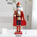 38cm Wooden Nutcracker King ornament with red velvet cloak and golden scepter for home decor - Large Red King's Cape (Style B)