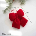 Fiocco di Natale in velluto rosso 13x15cm, decorazione festiva per albero stile nordico - Rosso Cina Piccolo
