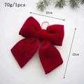 Grande fiocco in velluto rosso da 20x22cm per decorazione festiva dell'albero di Natale - Borgogna Medio