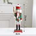 Schiaccianoci soldato da 25cm con corona rossa e scettro d'oro decorazione di Natale - Re con Scettro di Paillettes Verdi (K款)